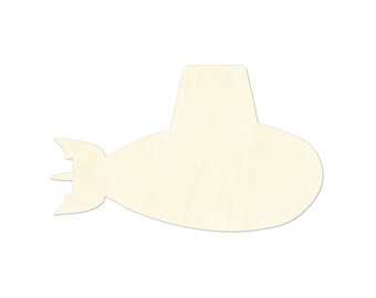 2" - 34" Cartoon Submarine Wooden Cutout Shape, Silhouette, Gift Tags Ornaments, Room Decoration, Laser Cut Birch Wood,  #1588