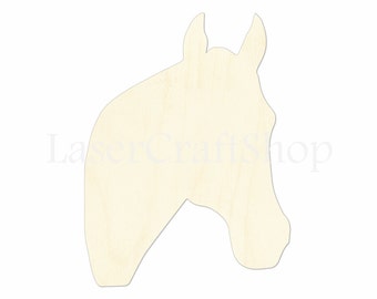 2&quot; - 34&quot; Horse Head Wooden Cutout Shape, Silhouette, Gift Tags Ornaments, Decoration Laser Cut Birch Wood  #1065