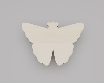 2" - 34" Moth Wooden Cutout Shape, Silhouette, Gift Tags Ornaments, Decoration Laser Cut Birch Wood #6512