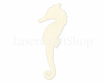 2" - 34" Seahorse Wooden Cutout Shape, Silhouette, Gift Tags Ornaments, Decoration Laser Cut Birch Wood  #1075