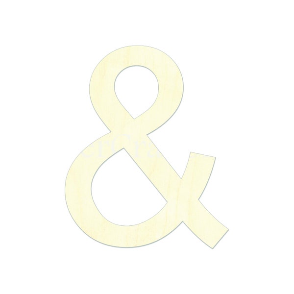 2" - 34" Ampersand Wooden Cutout, & Symbol Shape, Silhouette, Gift Tags Ornaments Laser Cut Birch Wood  #2561