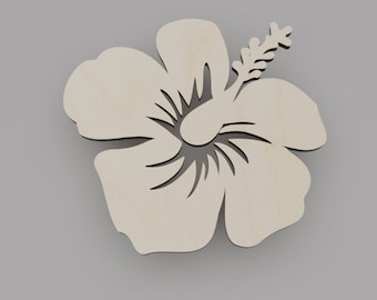 2&quot; - 34&quot; Hawaiian flower hibiscus Wooden Cutout Shape, Silhouette, Gift Tags Ornaments, Decoration Laser Cut Birch Wood #6749