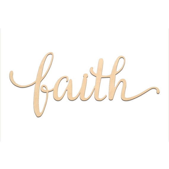 faith script word wood sign wooden words sign art rustic etsy
