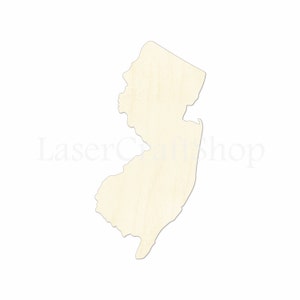 2" - 34" New Jersey, NJ State Wooden Cutout Shape, Silhouette, Gift Tags Ornaments, Room Decoration, Laser Cut Unfinished Wood,  #1790