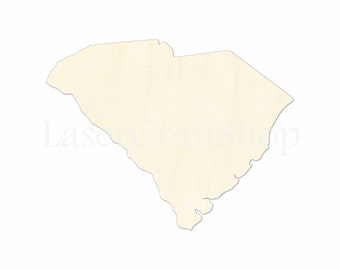 South Carolina, SC State Wooden Cutout Shape, Silhouette, Gift Tags Ornaments, Room Decoration, Laser Cut Unfinished Wood, Sizes #1798