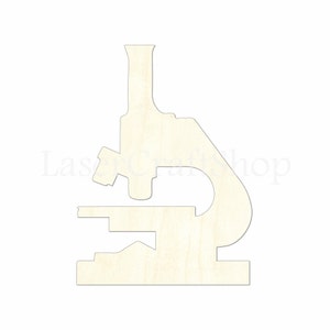 2&quot; - 34&quot; Microscope Wooden Cutout Shape, Silhouette, Gift Tags Ornaments, Room Decoration, Laser Cut Unfinished Wood,  #1740