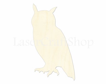 2" - 34" Owl Wooden Cutout Shape, Silhouette, Gift Tags Ornaments Laser Cut Birch Wood  #1107