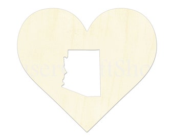 2" - 34" Arizona AZ Wooden Cutout Shape, Silhouette, Gift Tags Ornaments, Room Decoration, Laser Cut Unfinished Wood,  2802