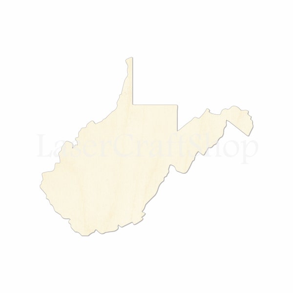 2" - 34" West Virginia, WV State Wooden Cutout Shape, Silhouette Gift Tags Ornaments, Room Decoration, Laser Cut Unfinished Wood,  #1804