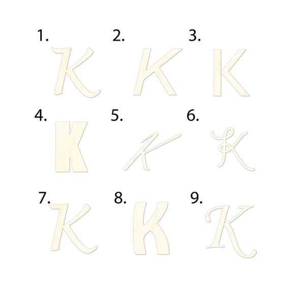 Wooden sequin letter K decor main image 1