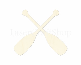 2" - 34" Crossed Paddles Wooden Cutout Shape, Silhouette, Gift Tags Ornaments, Room Decoration, Laser Cut Birch Wood,  #1610