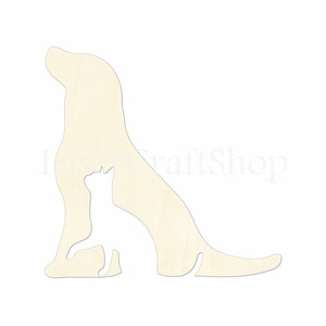 2&quot; - 34&quot; Dog and Cat Wooden Cutout Shape, Silhouette, Gift Tags Ornaments, Room Decoration, Laser Cut Unfinished Wood,  #1835