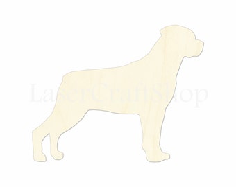 2" - 34" Rottweiler Dog Wooden Cutout Shape, Silhouette, Gift Tags Ornaments, Room Decoration, Laser Cut Unfinished Wood,  #1330