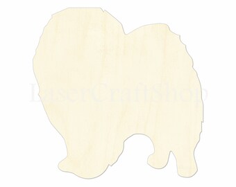2 "- 34" Chow perro madera forma de corte, silueta, etiquetas de regalo ornamentos, decoración de la habitación, corte láser madera sin terminar, #1327