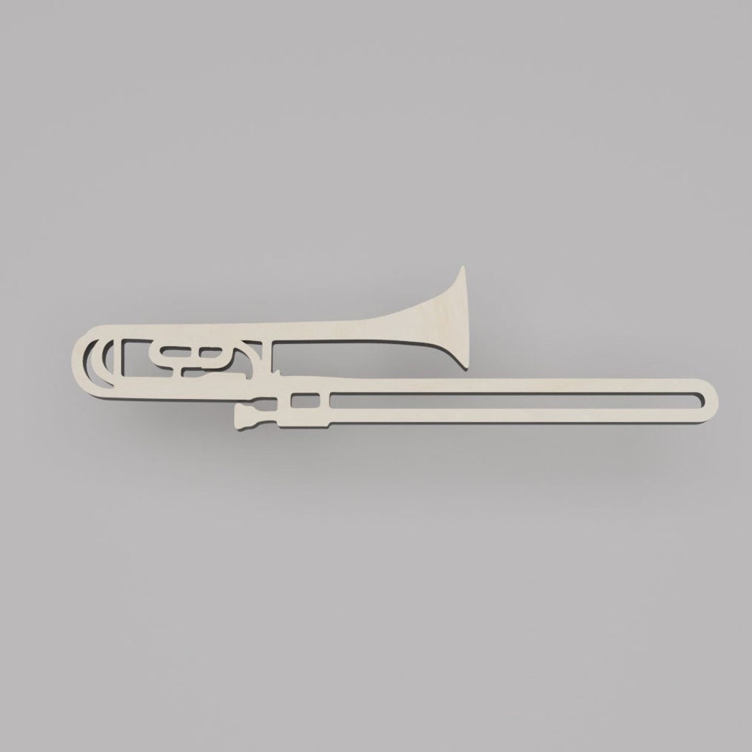 New (Pack Of 3) Trombone Laser Cut Out Wood Shape 1/4 Inch Thickness