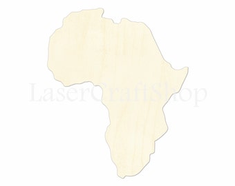 2" - 34" Africa Continent Wooden Cutout Shape, Silhouette, Gift Tags Ornaments Laser Cut Birch Wood  #1185