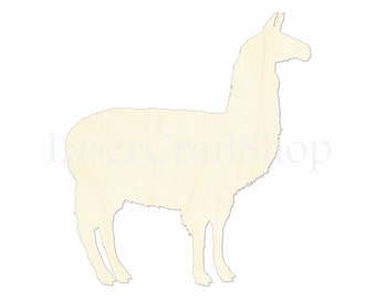 2" - 34" Llama Wooden Cutout Shape, Silhouette, Gift Tags Ornaments Laser Cut Birch Wood  #1113