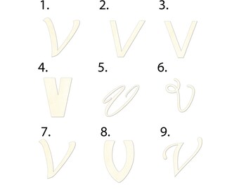 2" - 34" Wooden Letter “V”  Room, Nursery, Wedding Decoration, Gift Tags. Ornaments, Crafts, DIY,  Laser Cut Unfinished Wood,  #2071