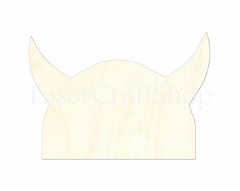 2" - 34" Viking Helmet Wooden Cutout Shape, Silhouette, Gift Tags Ornaments, Room Decoration, Laser Cut Birch Wood,  #1655