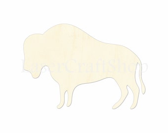 2" - 34" Buffalo Wooden Cutout Shape, Silhouette, Gift Tags Ornaments Laser Cut Birch Wood   #1043