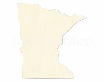 2" - 34" Minnesota, MN State Wooden Cutout Shape, Silhouette, Gift Tags Ornaments, Room Decoration, Laser Cut Unfinished Wood,  #1784