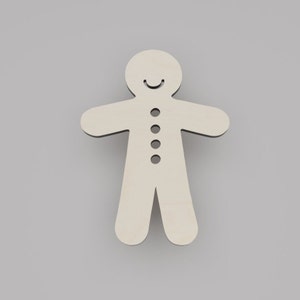 2&quot; - 34&quot; Gingerbread man Wooden Cutout Shape, Silhouette, Gift Tags Ornaments, Decoration Laser Cut Birch Wood #6610
