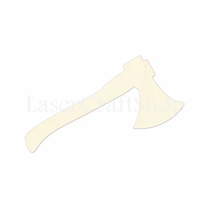 May include: A wooden axe cutout, perfect for crafting and decorating. The axe is a simple silhouette with a handle and blade.
