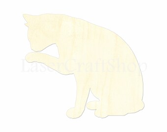 2" - 34" Cat Wooden Cutout Shape, Silhouette, Gift Tags Ornaments, Decoration Laser Cut Birch Wood  #1436