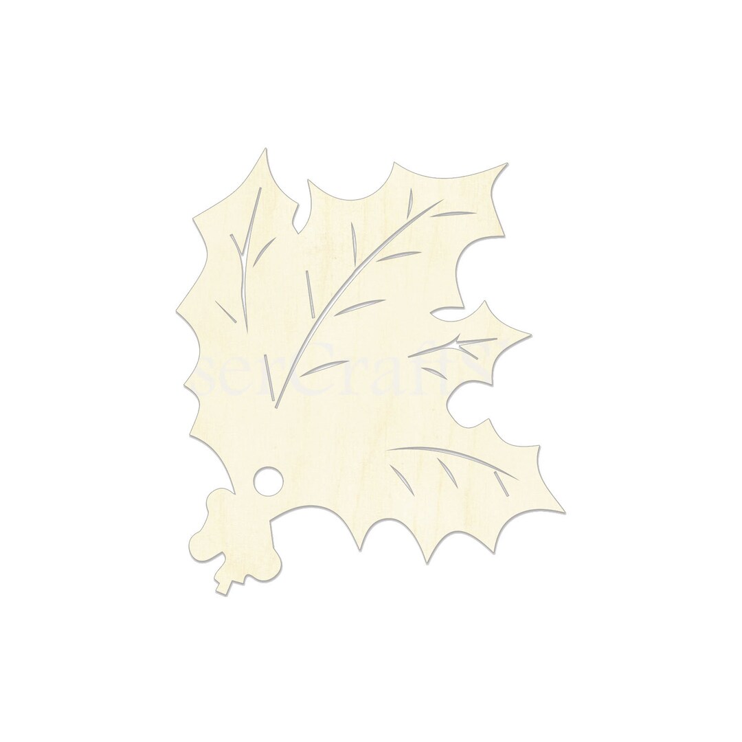 2 34 Holly Aquifolium Wooden Cutout Shape, Silhouette, Gift Tags