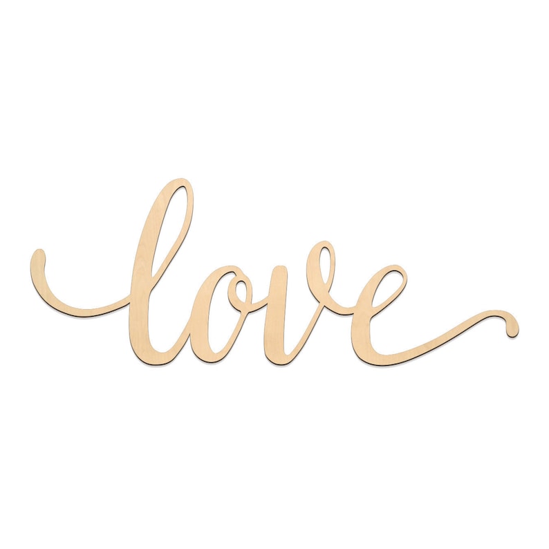 Love Script Word Wood Sign Wooden Words Sign Art Rustic Etsy