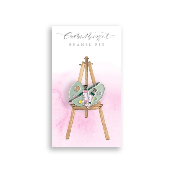 Watercolor Artist Paint Palette Enamel Pin | Mint Green Enamel Pin | Creative Enamel Pin | Brush Enamel Pin