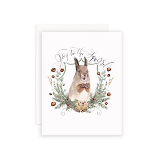 Alegría a la tarjeta de Navidad de la ardilla / Tarjeta de Navidad de la ardilla de la acuarela / Tarjeta de Navidad de la alegría al mundo / Tarjeta de notas de los juegos de palabras de Navidad