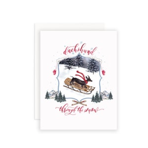 Dachshund Through the Snow Christmas Card | Watercolor Dachshund Christmas Card | Watercolor Crest Stationery | Dachshund Card | Dog Card