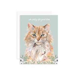 So Sorry for Your Loss Greeting Card | Watercolor Cat Card | Cat Sympathy Card | Loss of a Pet Sympathy Greeting Card
