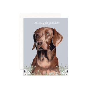 So Sorry for Your Loss Dog Card | Watercolor Chocolate Lab Card | Dog Sympathy Card | Labrador Retriever Sympathy Greeting Card