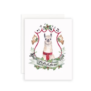 Fa La La Llama Christmas Card | Watercolor Llama Christmas Notecard | Deck the Halls Christmas Card | Christmas Puns Notecard | Llama Card