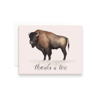 Thanks a Ton Thank You Greeting Card | Watercolor Buffalo Card | Thank You Card | Buffalo Pun Card