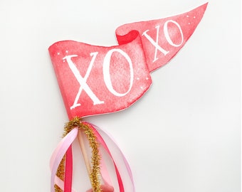 XOXO Pennant Flag | Valentine's Day Party Pennant | Valentine's Day Photo Prop | Valentine's Day Party Decor | Valentine's Day Banner Wand