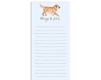 Things to Fetch Watercolor Dog Notepad | Watercolor Notepad | Golden Retriever Notepad | Social Stationery | Dog Stationery