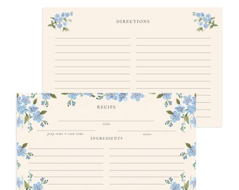 Tarjetas de recetas florales de Nomeolvides / Tarjetas de recetas / Tarjetas de recetas familiares / Tarjetas de recetas de recuerdo / Tarjetas de recetas de flores