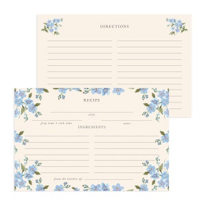 Forget Me Not Floral Recipe Cards | Recipe Book Cards | Family Recipe Cards | Keepsake Recipe Cards | Flower Recipe Cards