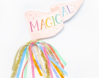 Magical Party Pennant | St. Patrick's Day Party Sign | Rainbow St. Patrick's Day Party Decor | St. Patty's Day Ribbon Wand Photo Prop