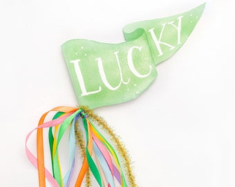 Lucky Party Pennant | St. Patrick's Day Party Decor | St. Patty's Day Party Flag | St. Paddy's Day Party Wand | Leprechaun Party Decor