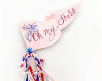 Oh My Stars Party Pennant | July 4th Pennant | 4th of July Party Pennant | 4th of July Party Decor | Party Wand | Independence Day Decor