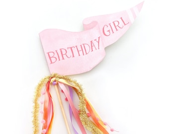 Birthday Girl Party Pennant Flag | Birthday Party Pennant | Birthday Banner | Birthday Wand | Birthday Flag | Birthday Pennant