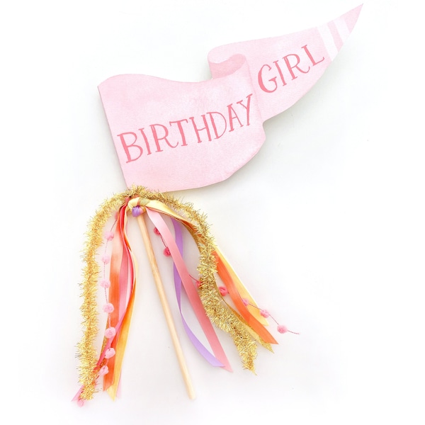 Birthday Girl Party Pennant Flag | Birthday Party Pennant | Birthday Banner | Birthday Wand | Birthday Flag | Birthday Pennant