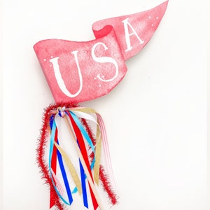 USA Party Pennant | July 4th Pennant | 4th of July Party Pennant | 4th of July Party Decor | Party Wand | Red White and Blue Party Flag