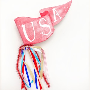 USA Party Pennant | July 4th Pennant | 4th of July Party Pennant | 4th of July Party Decor | Party Wand | Red White and Blue Party Flag