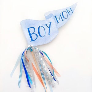 Boy Mom Party Pennant | Boy Mom Flag Banner | Gender Reveal Flag | Mother&#39;s Day Gift | Boy Mom Gift | New Mom Gift