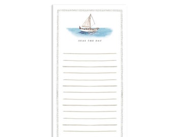 Seas The Day Watercolor Notepad | Watercolor Sailboat Notepad | Nautical Stationery | Social Stationery | Watercolor Boat